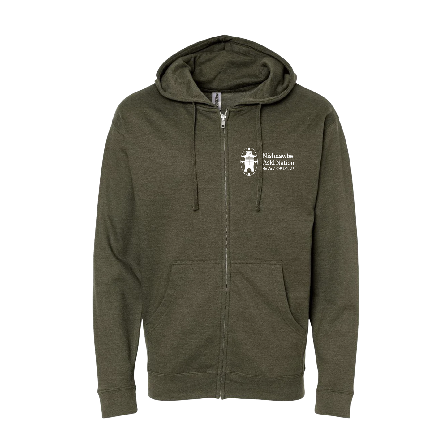 Nishnawbe Aski Nation Logo Green Zip Hoodie