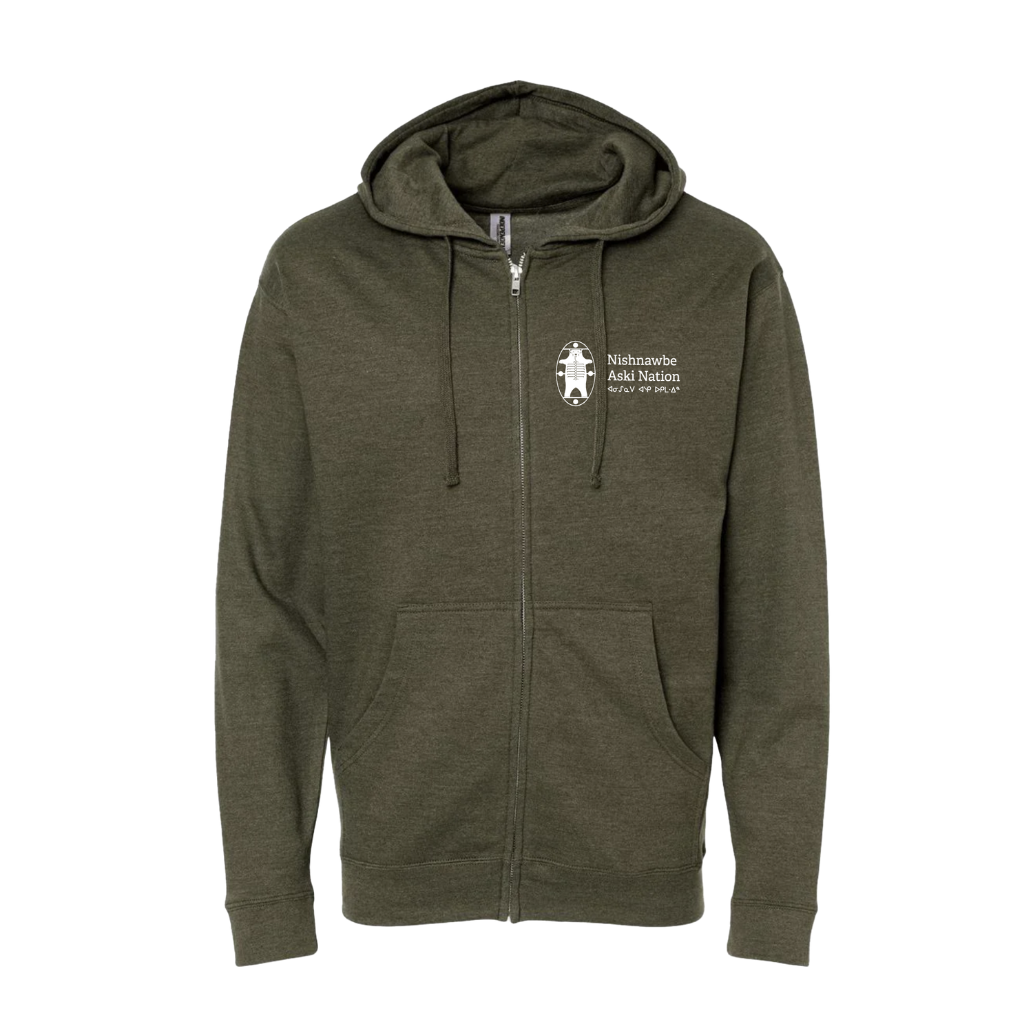 Nishnawbe Aski Nation Logo Green Zip Hoodie