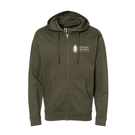 Nishnawbe Aski Nation Logo Green Zip Hoodie