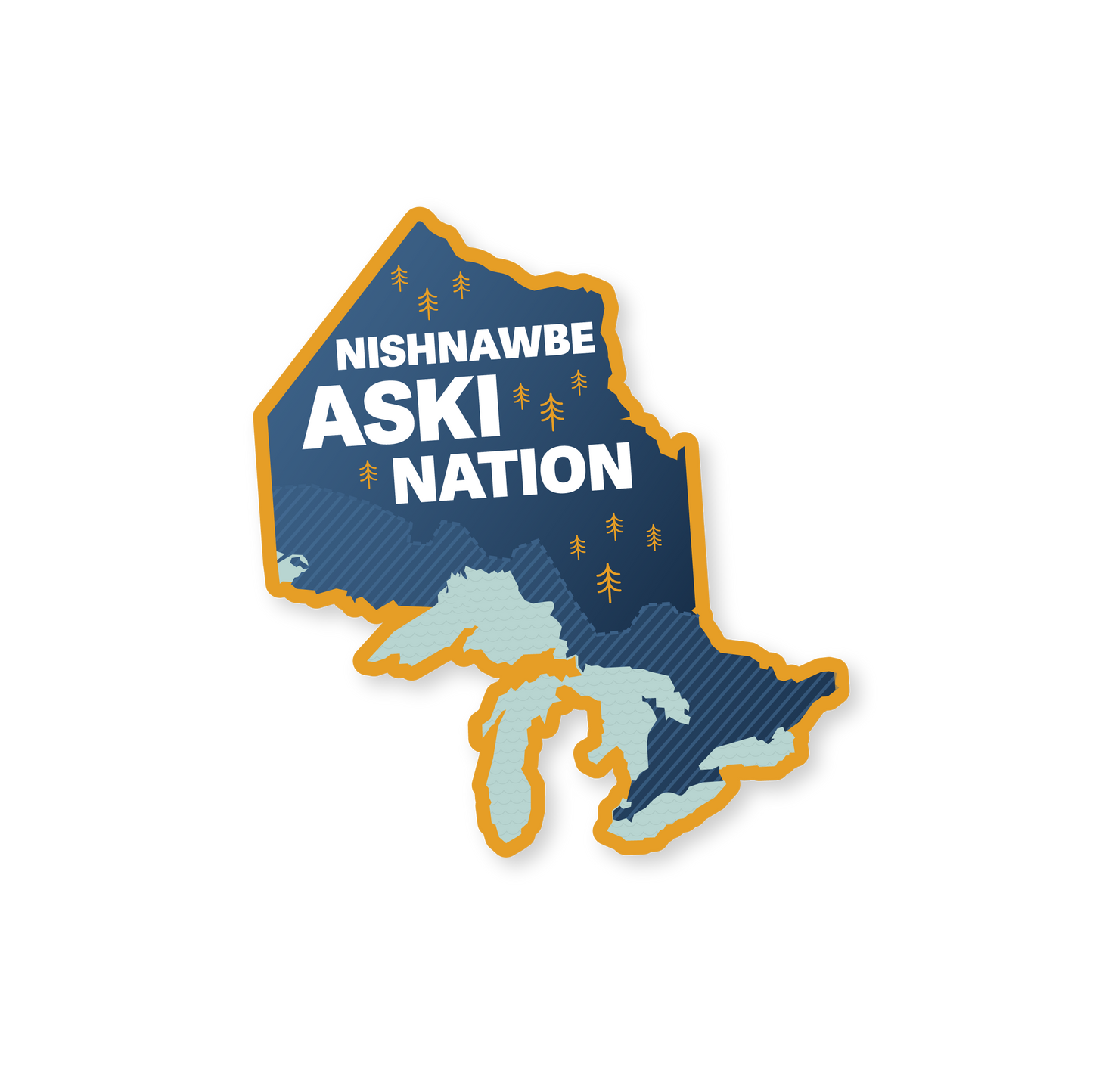 Nishnawbe Aski Nation Map Sticker Blue Yellow